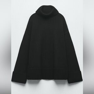 Zara Cuffed Knit Black Turtleneck Sweater XS